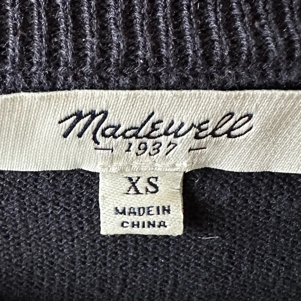 💙 Madewell XS Blue Sweater w/ Striped Shirt Back | Layered Look Top